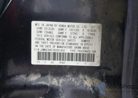 2013 Honda Fit Sport z USA, uszkodzony, nr VIN JHMGE8H57DC001602